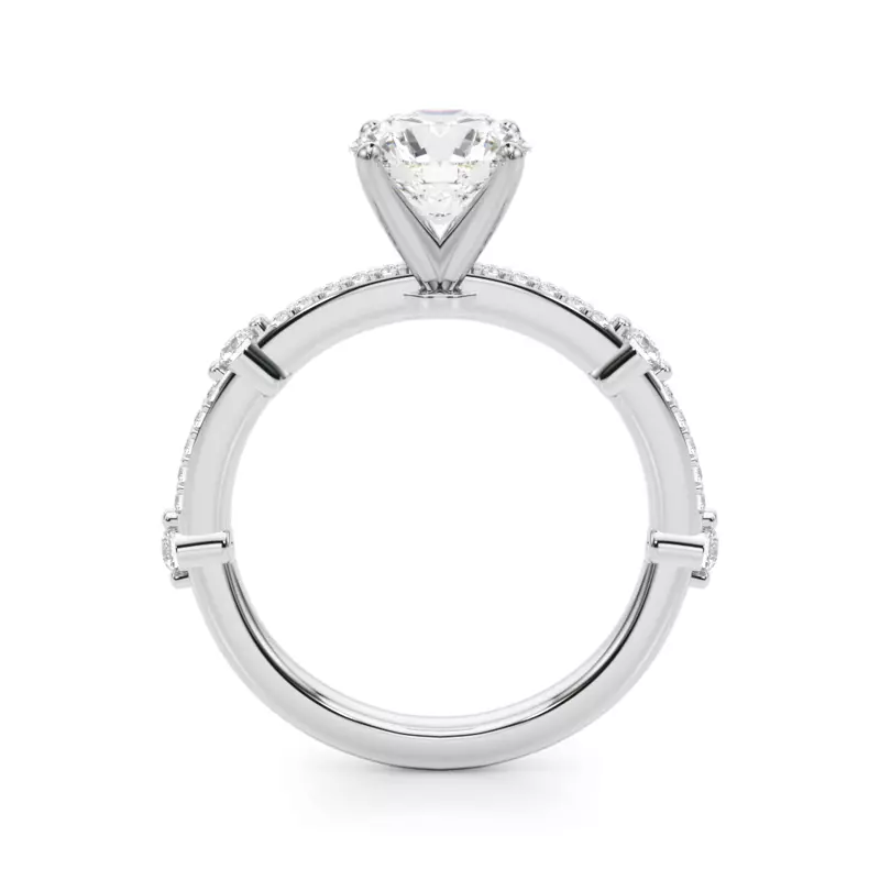 18K White Gold Zephrine Pave Station Engagement Ring