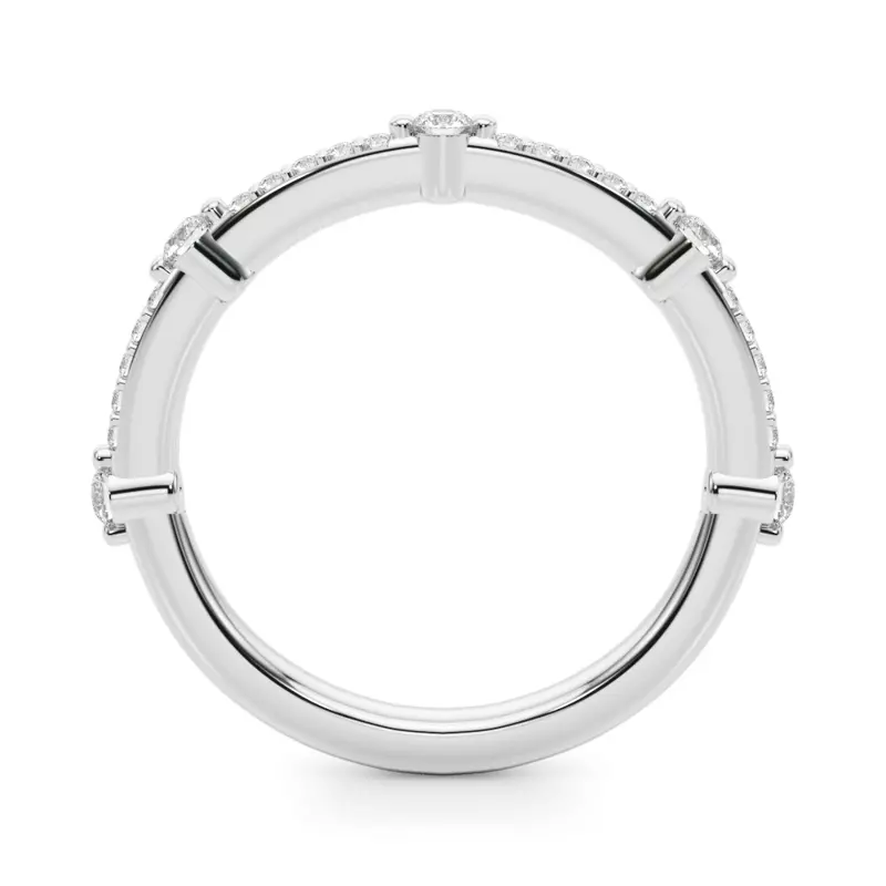 14K White Gold Zephrine Pave Station Diamond Band