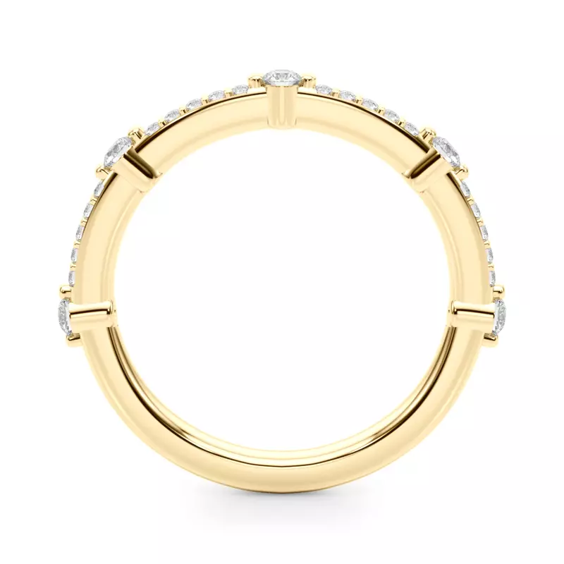 18K Yellow Gold Zephrine Pave Station Diamond Band