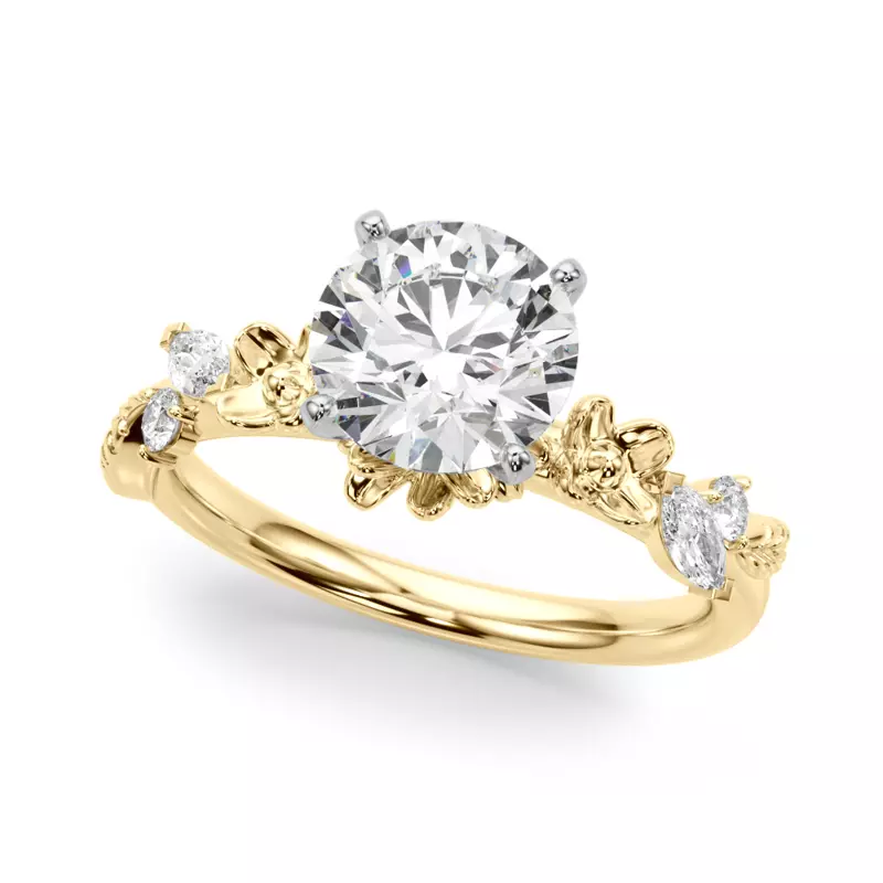 18K Yellow Gold Tulum Floral Engagement Ring
