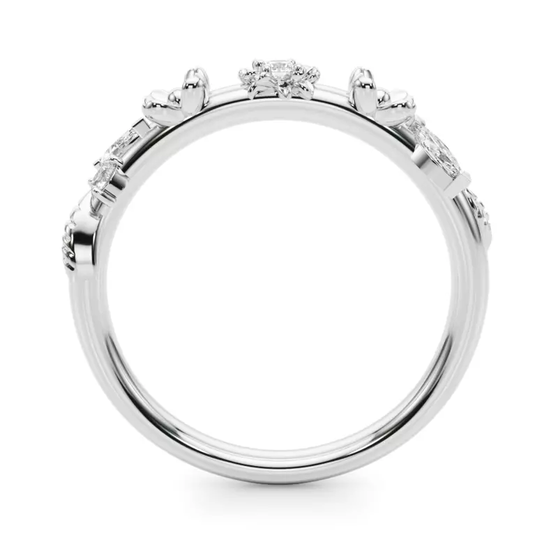 14K White Gold Tulum Floral Wedding Band