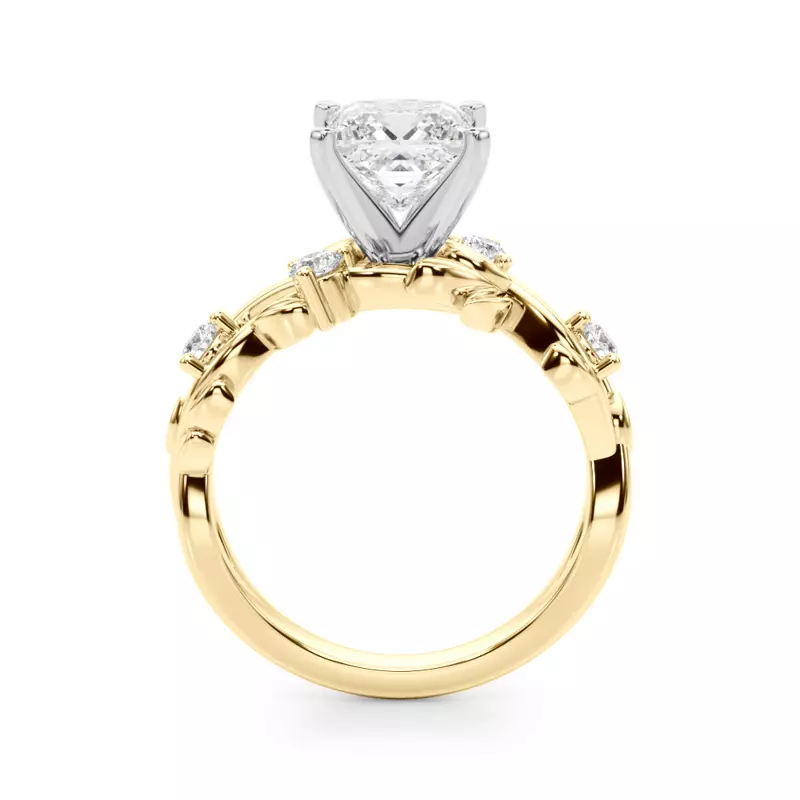 14K Yellow Gold Flamenco Twisted Vine And Leaf Engagement Ring