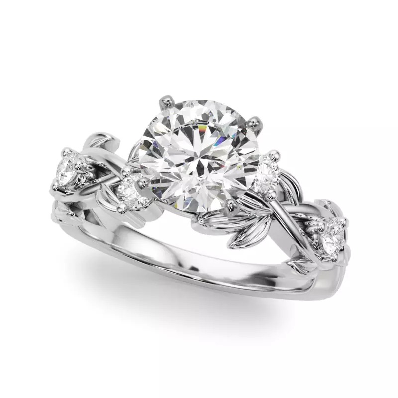 Platinum Flamenco Twisted Vine And Leaf Engagement Ring