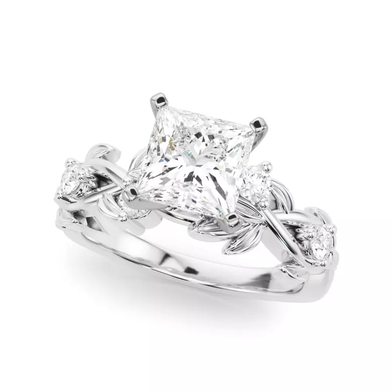 Platinum Flamenco Twisted Vine And Leaf Engagement Ring