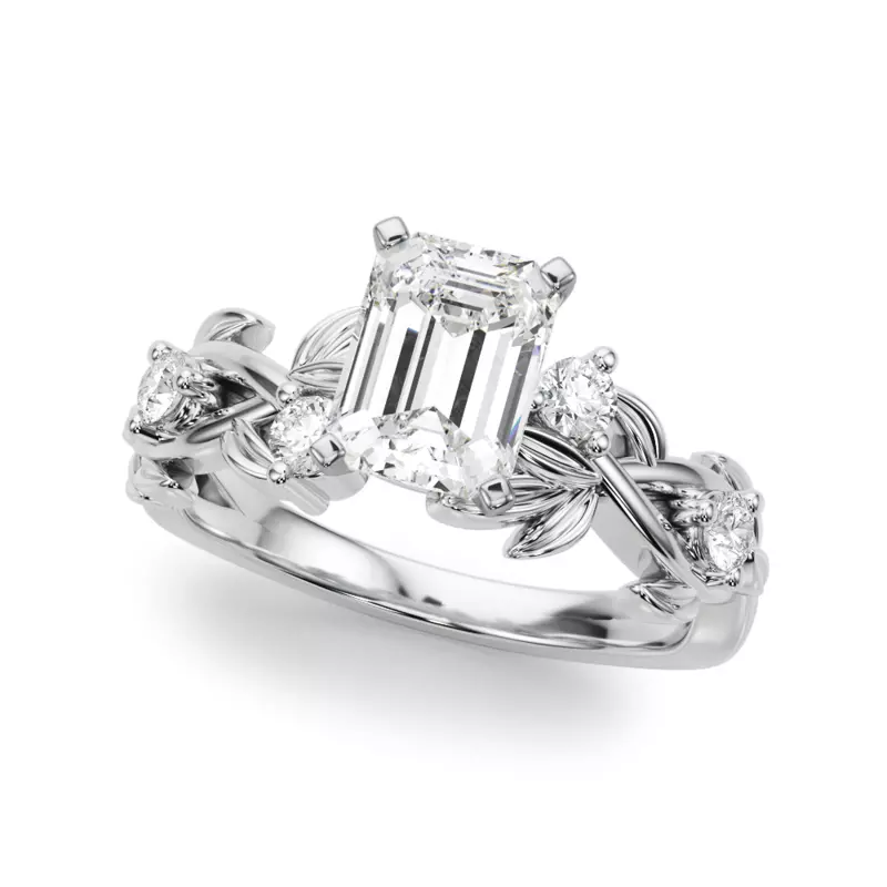 Platinum Flamenco Twisted Vine And Leaf Engagement Ring