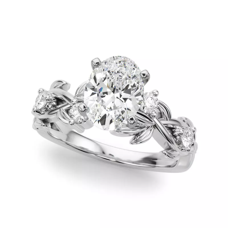 Platinum Flamenco Twisted Vine And Leaf Engagement Ring