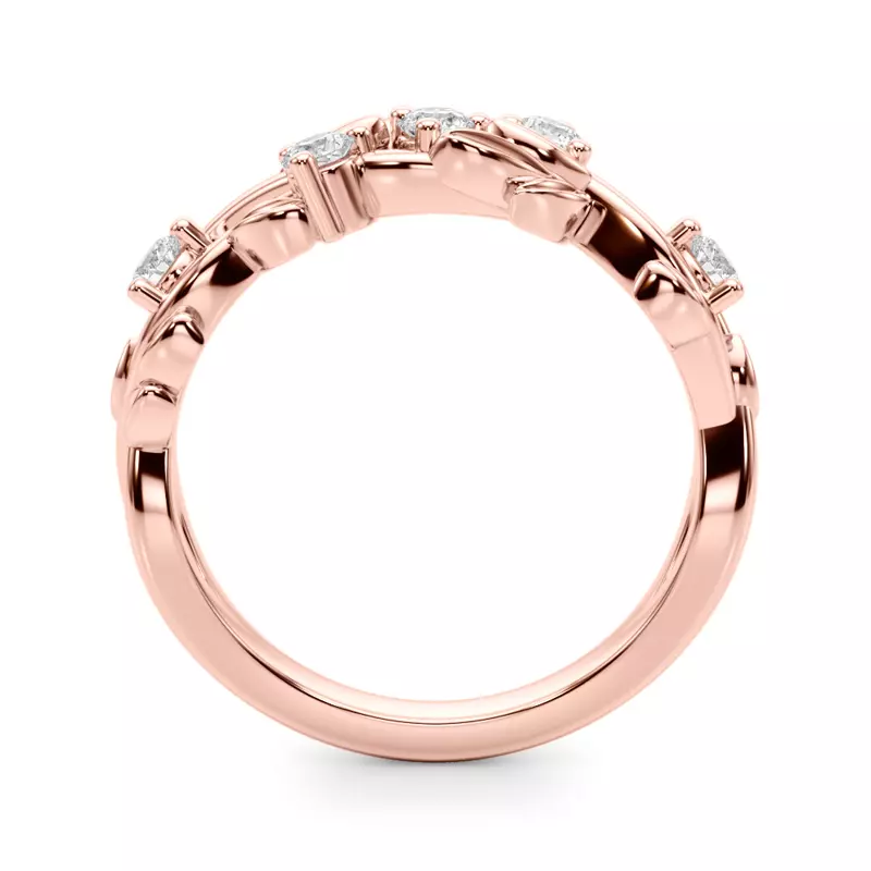 14K Rose Gold Flamenco Twisted Vine And Leaf Wedding Band