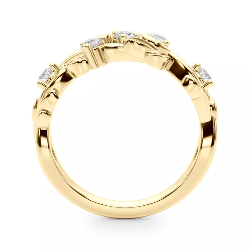 18K Yellow Gold Flamenco Twisted Vine And Leaf Wedding Band