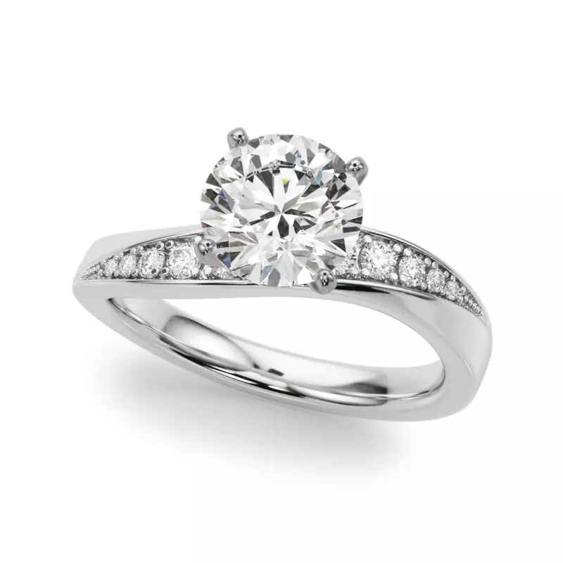 14K White Gold Carmen Modern Curved Engagement Ring