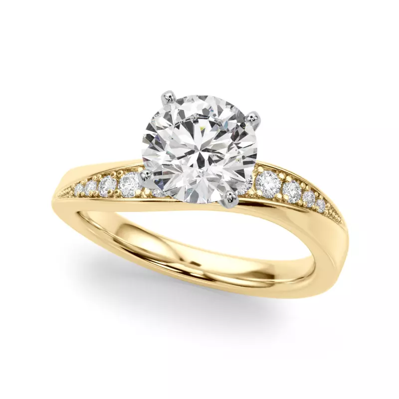 14K Yellow Gold Carmen Modern Curved Engagement Ring