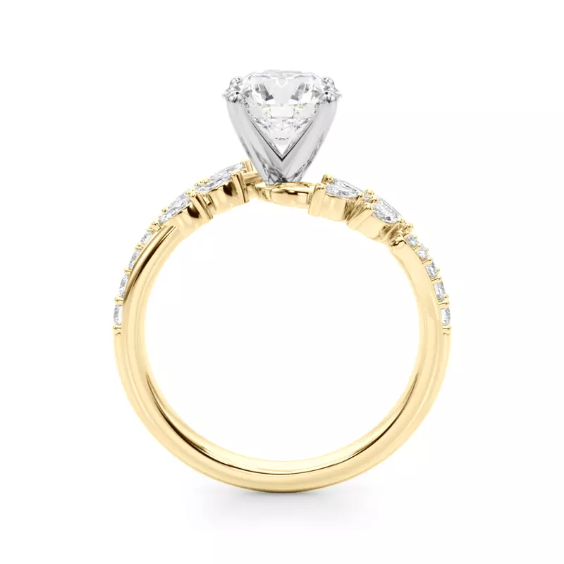 18K Yellow Gold Lynx Diamond Leaf Engagement Ring
