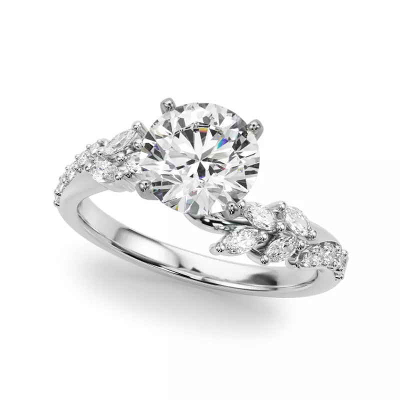 Platinum Lynx Diamond Leaf Engagement Ring