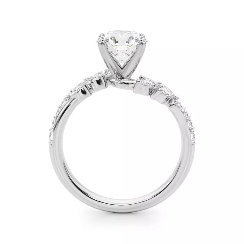 Platinum Lynx Diamond Leaf Engagement Ring