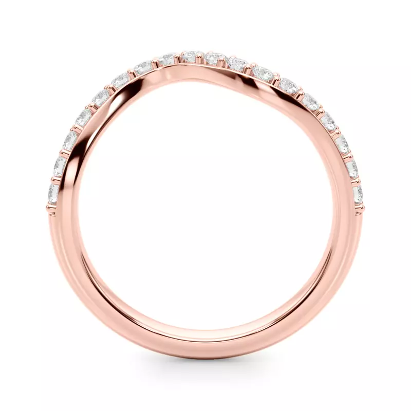 14K Rose Gold Lynx Curved Pave Band