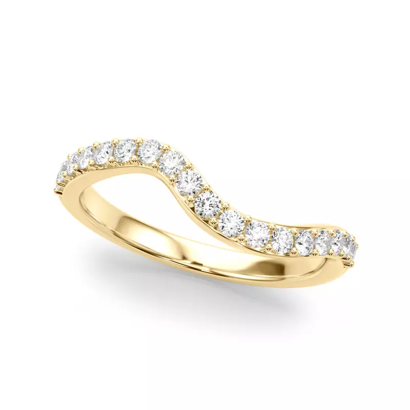 14K Yellow Gold Lynx Curved Pave Band