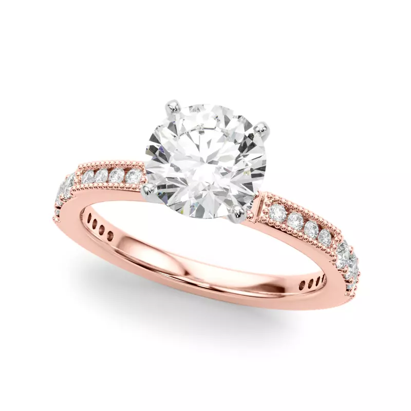 14K Rose Gold Capucine Milgrain Channel Engagement Ring
