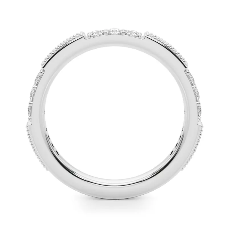 14K White Gold Capucine Milgrain Channel Band