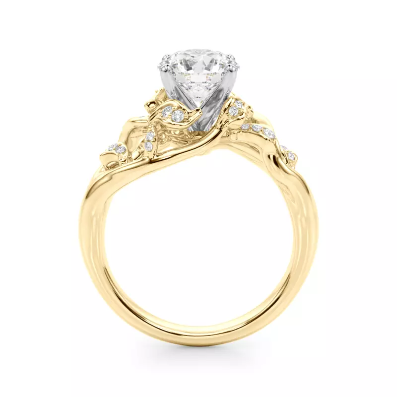 14K Yellow Gold Garden Vine Diamond Engagement Ring