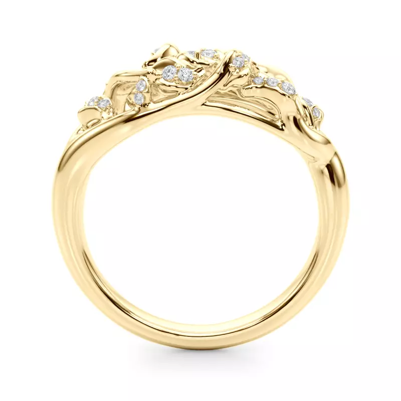 14K Yellow Gold Garden Vine Diamond Band