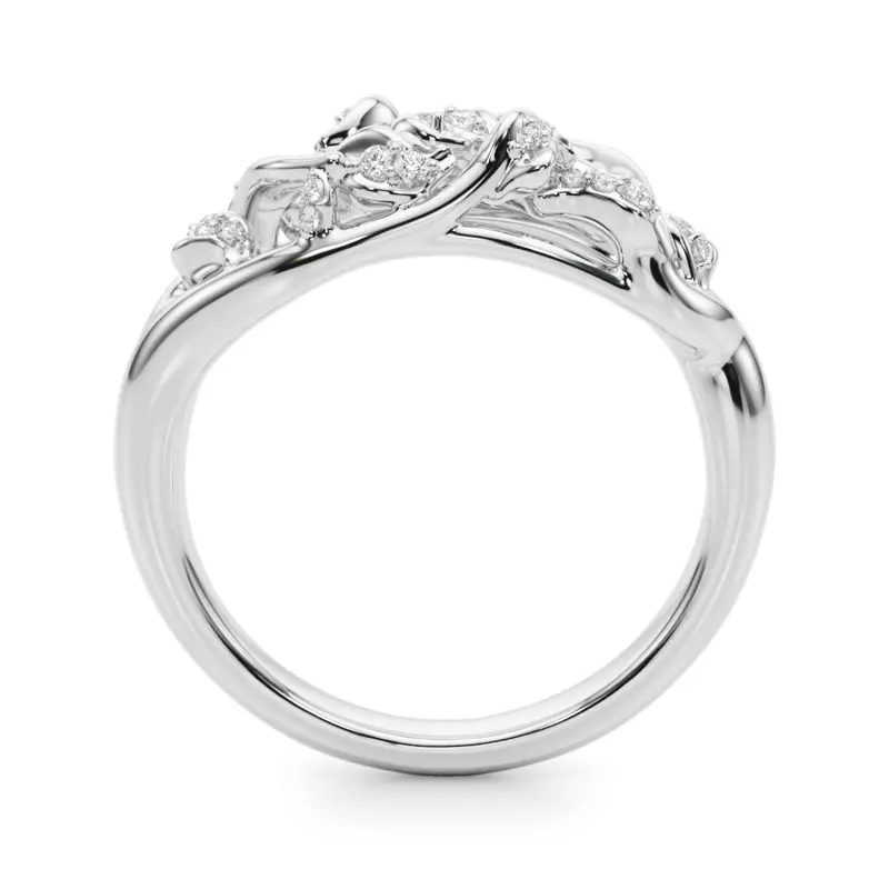 18K White Gold Garden Vine Diamond Band