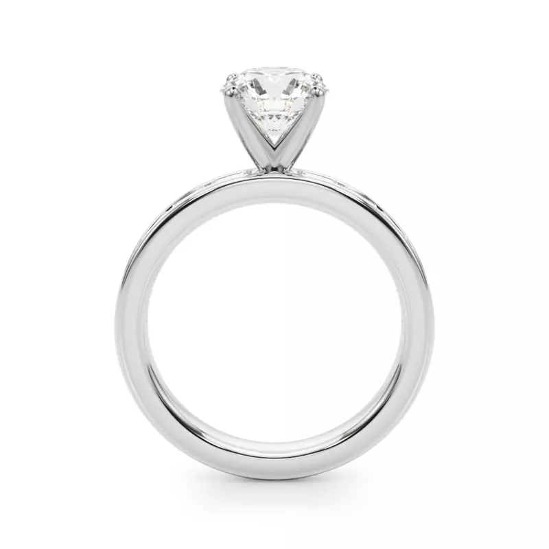 14K White Gold Fleurie Channel Set Baguette Engagement Ring