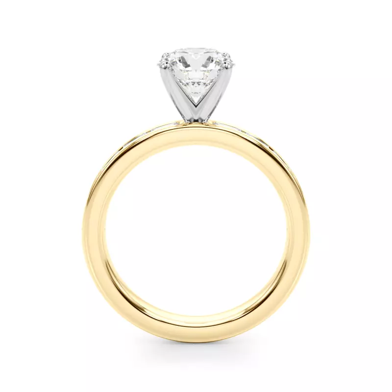 14K Yellow Gold Fleurie Channel Set Baguette Engagement Ring