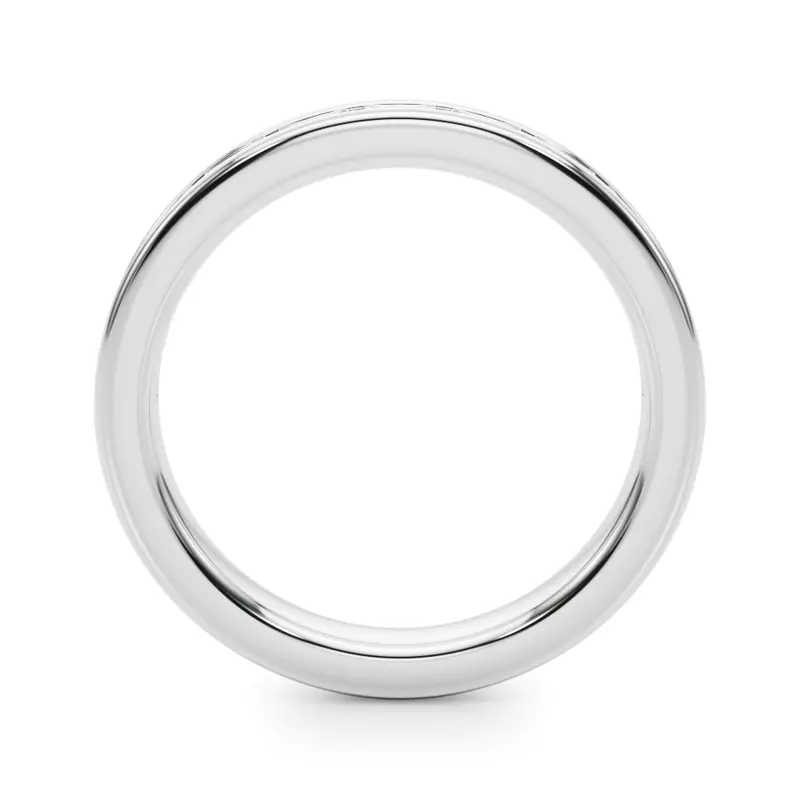 18K White Gold Fleurie Channel Set Baguette Band