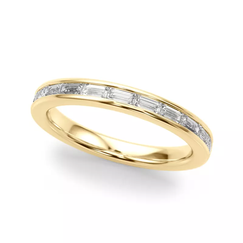 18K Yellow Gold Fleurie Channel Set Baguette Band
