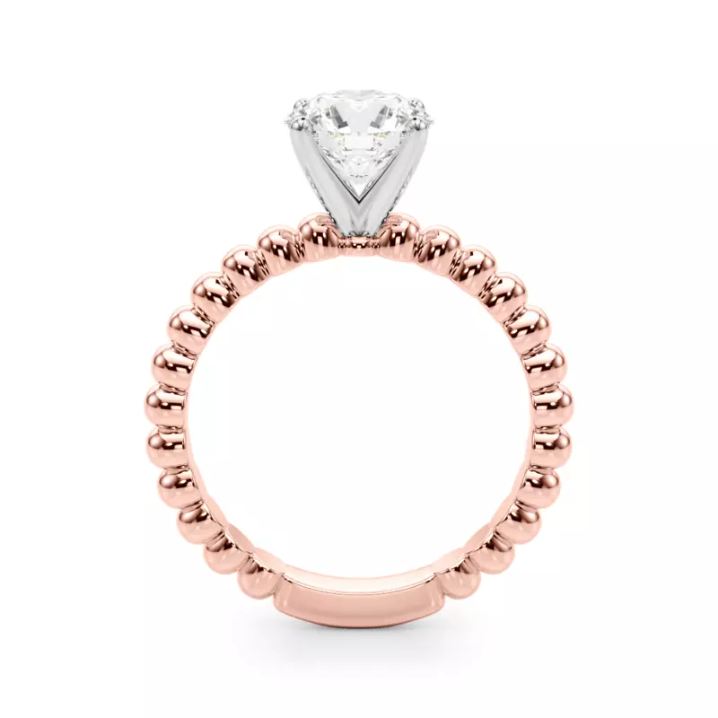 14K Rose Gold Lisette Beaded Solitaire Engagement Ring