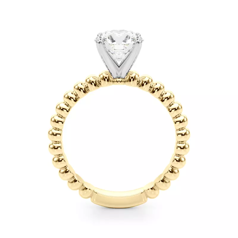 14K Yellow Gold Lisette Beaded Solitaire Engagement Ring