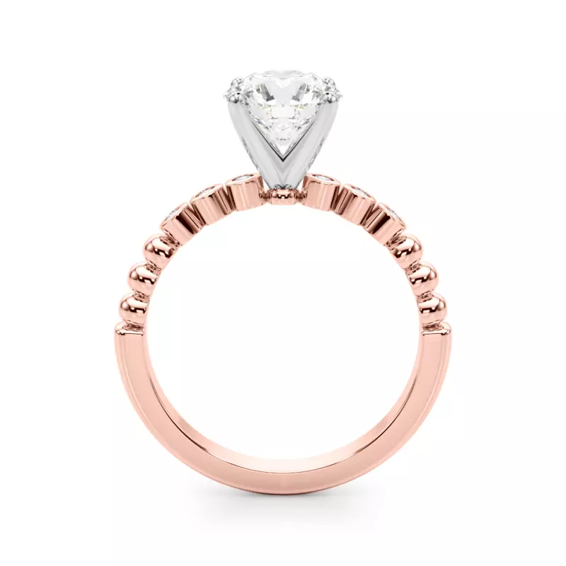14K Rose Gold Kateri Beaded Bezel Diamond Engagement Ring