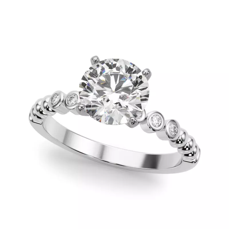 Platinum Kateri Beaded Bezel Diamond Engagement Ring