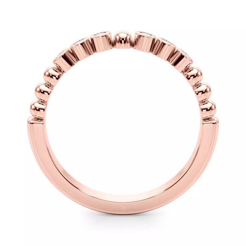 14K Rose Gold Kateri Beaded Bezel Diamond Wedding Band