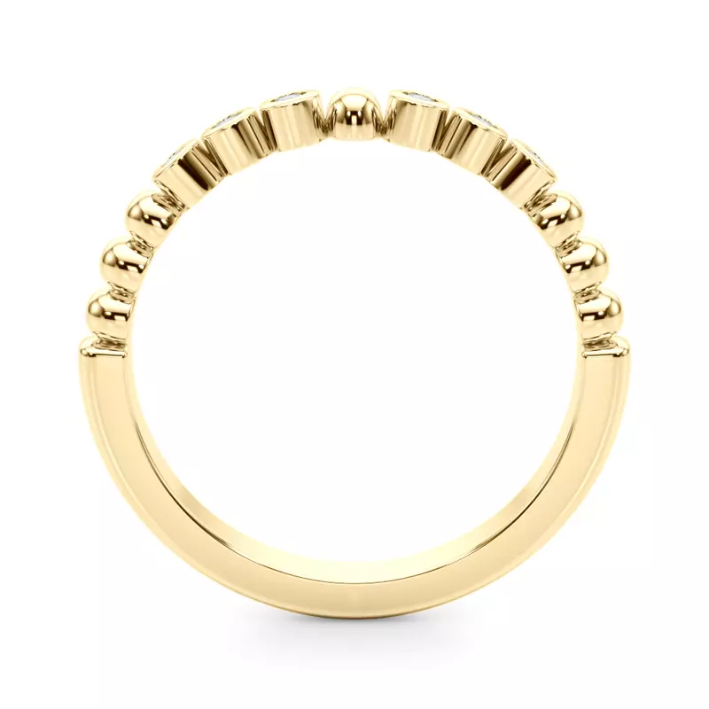 14K Yellow Gold Kateri Beaded Bezel Diamond Wedding Band