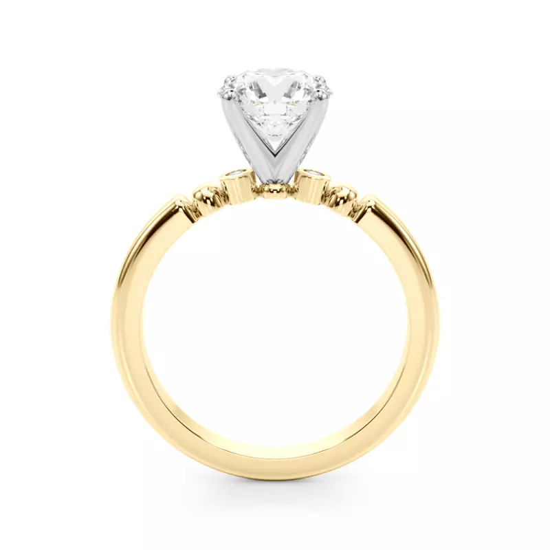 14K Yellow Gold Isaline Bezel Accent Diamond Engagement Ring