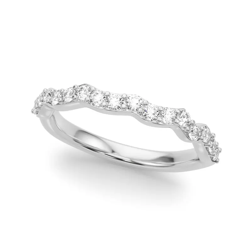 14K White Gold Geraldine Curved Pave Diamond Band