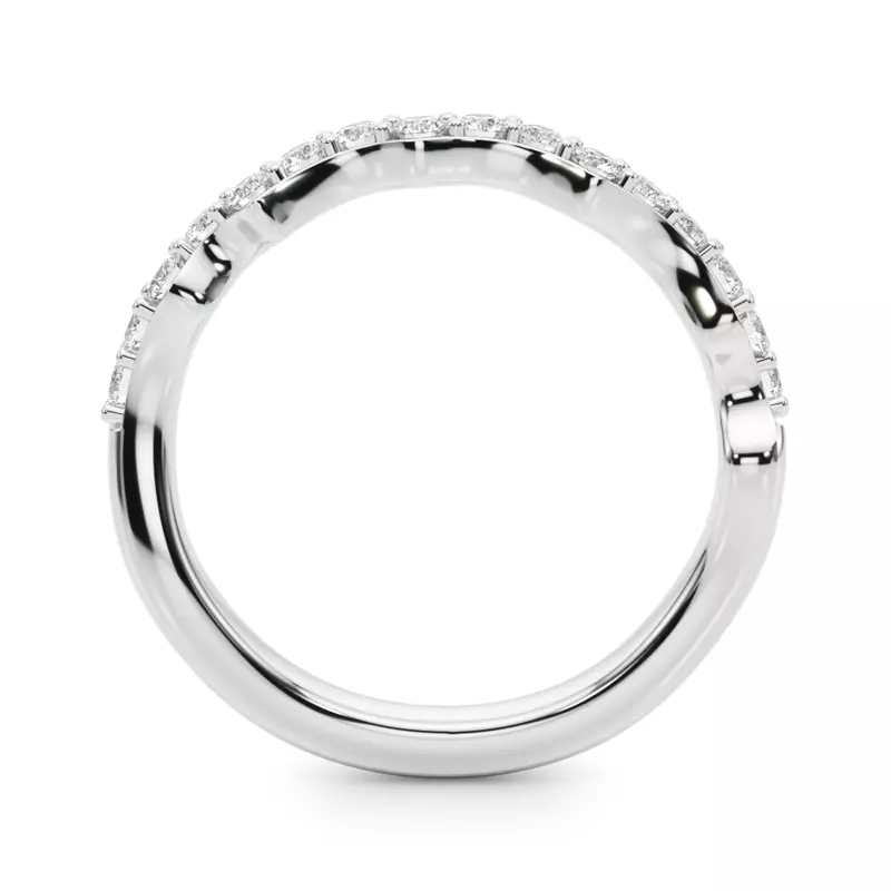 14K White Gold Geraldine Curved Pave Diamond Band
