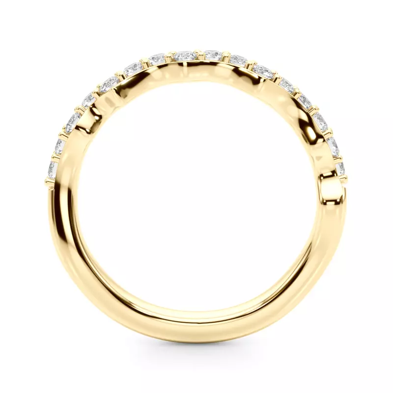 14K Yellow Gold Geraldine Curved Pave Diamond Band