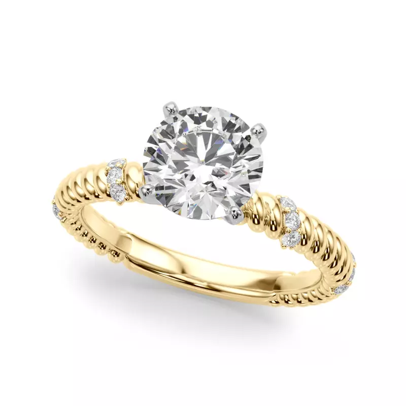 14K Yellow Gold Claudette Rope And Diamond Engagement Ring