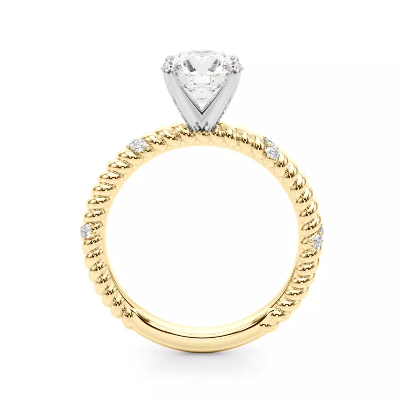14K Yellow Gold Claudette Rope And Diamond Engagement Ring