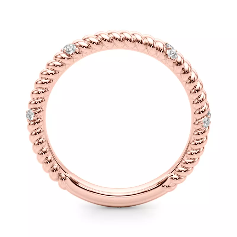 14K Rose Gold Claudette Rope And Diamond Band
