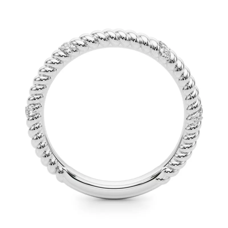 14K White Gold Claudette Rope And Diamond Band