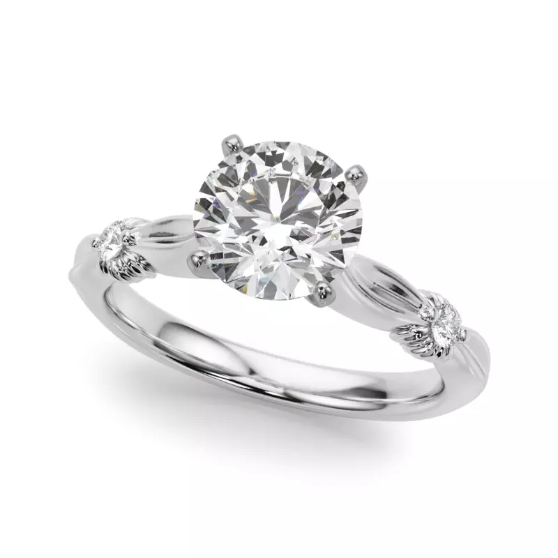 14K White Gold Amorette Vintage Engagement Ring