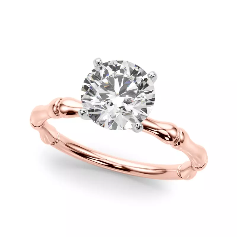 14K Rose Gold Veronique Bamboo Solitaire Engagement Ring