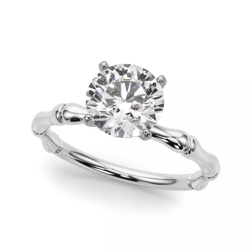 14K White Gold Veronique Bamboo Solitaire Engagement Ring