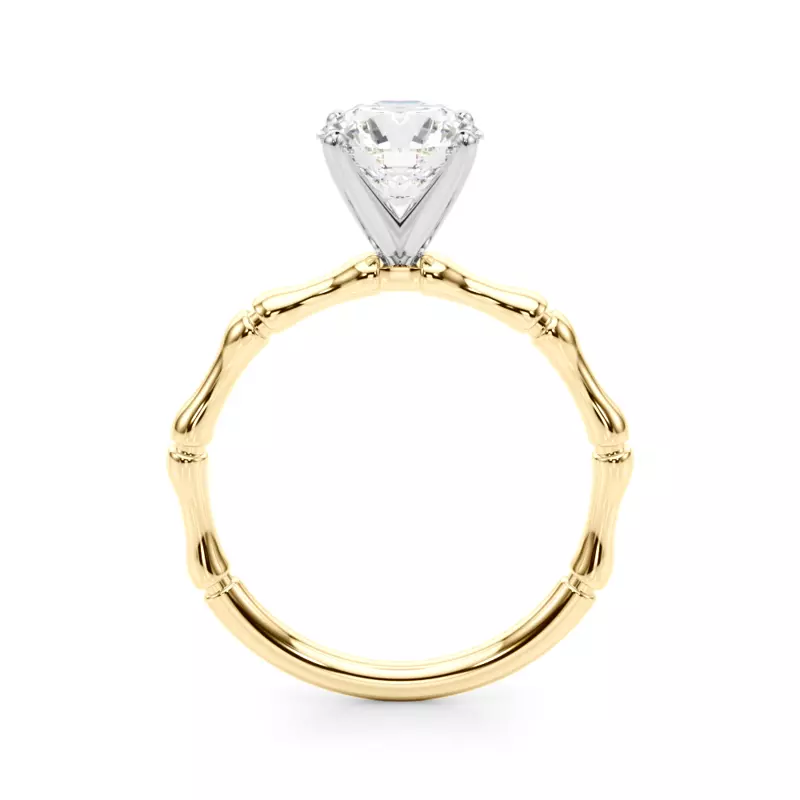 18K Yellow Gold Veronique Bamboo Solitaire Engagement Ring