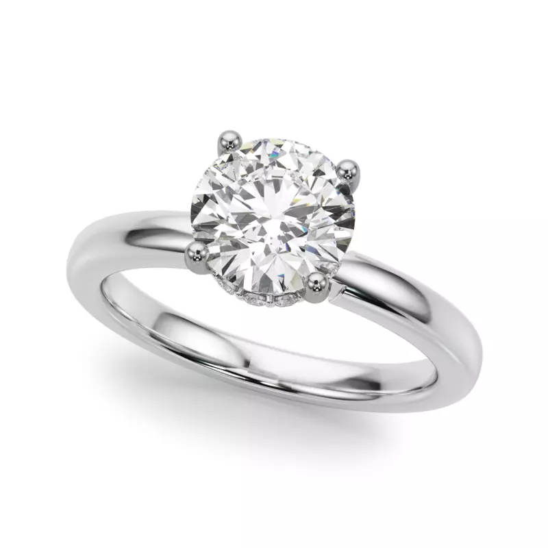 18K White Gold Jolie Hidden Halo Engagement Ring