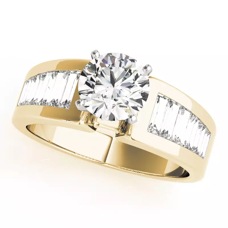 18K Yellow Gold Gina Channel Set Baguette Diamond Engagement Ring