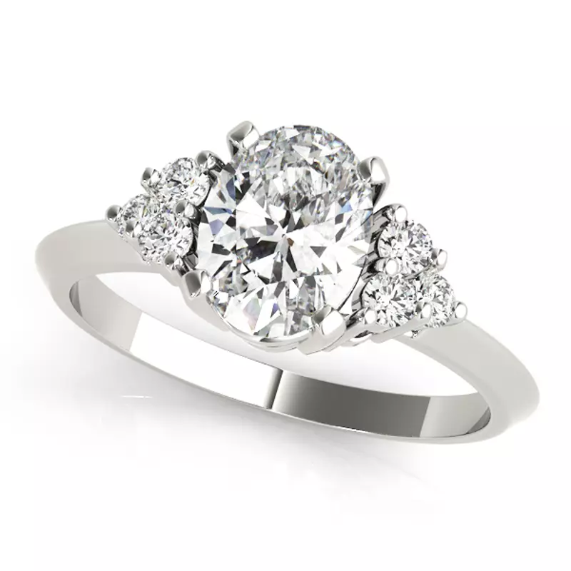18K White Gold Montana Oval & Diamond Cluster Engagement Ring