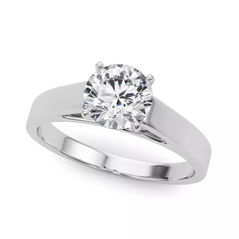 14K White Gold Nyssa Solitaire Cathedral Engagement Ring